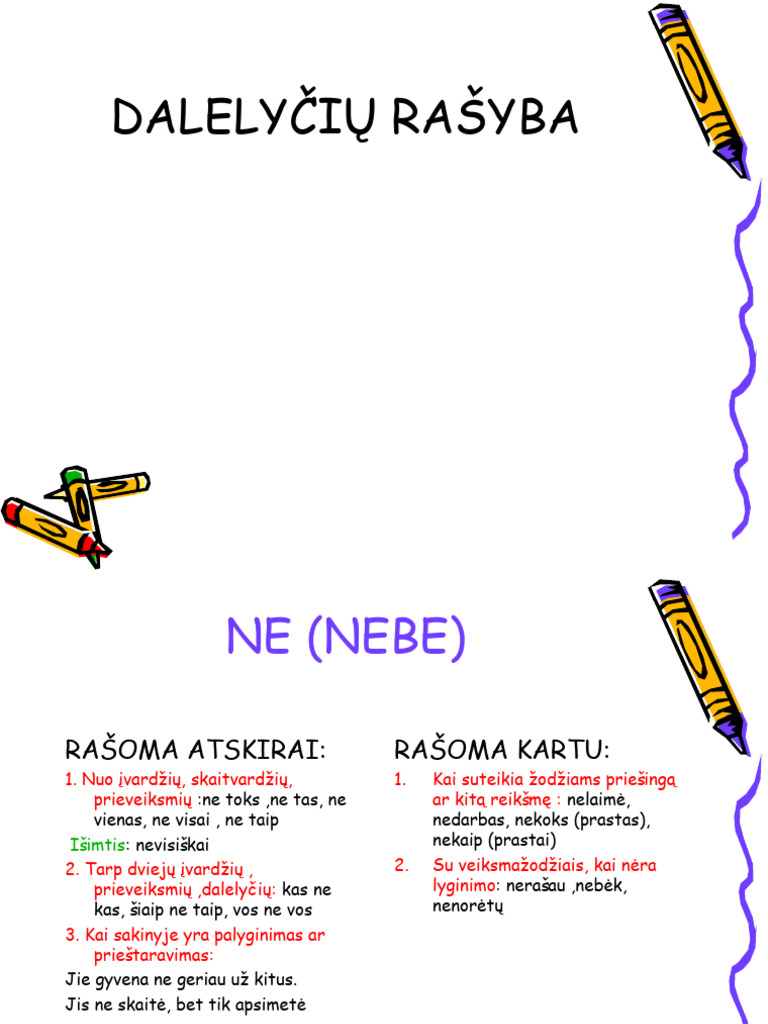 Dalelyčių Rašyba | PDF
