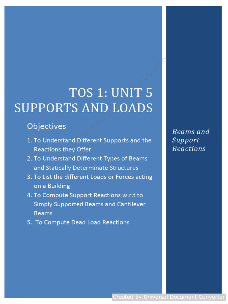 TOS 1 Unit 5 Supports and Loads | Download Free PDF | Beam (Structure ...