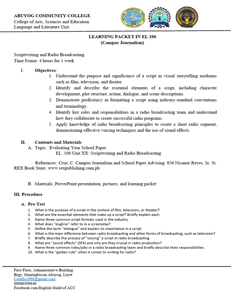 Scriptwriting and Radiobroadcasting | PDF