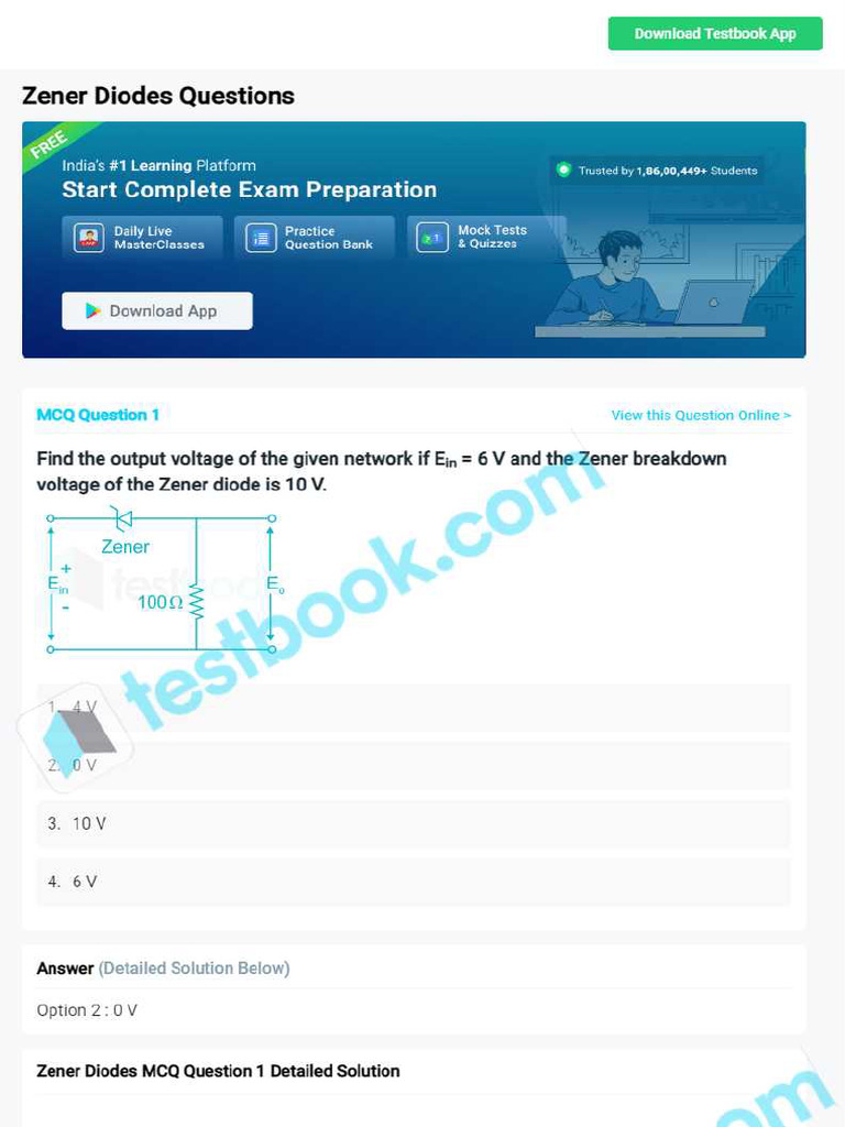 MCQ On Zener Diodes 5eea6a1339140f30f369eea6 PDF
