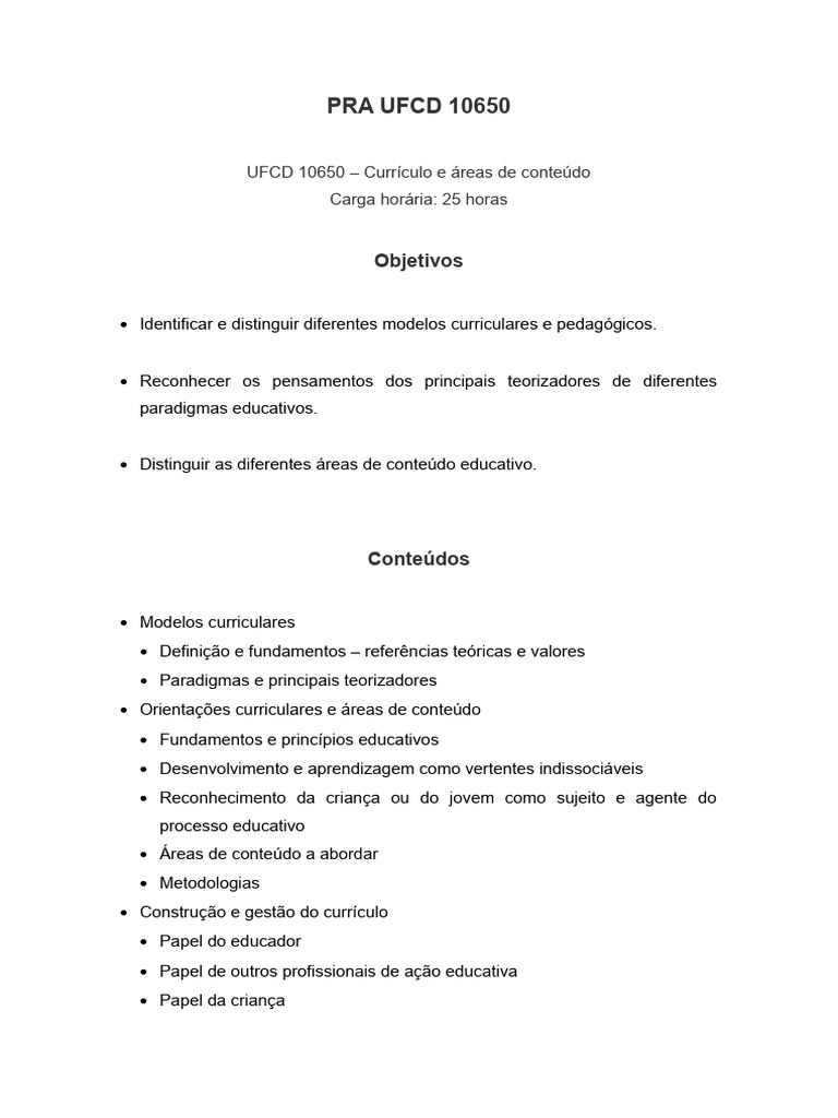 UFCD 10650: Currículo e Conteúdos | PDF | Autoajuda | Ciências e Matemática