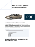 Diagrama de Fusibles y Relés para Honda Accord