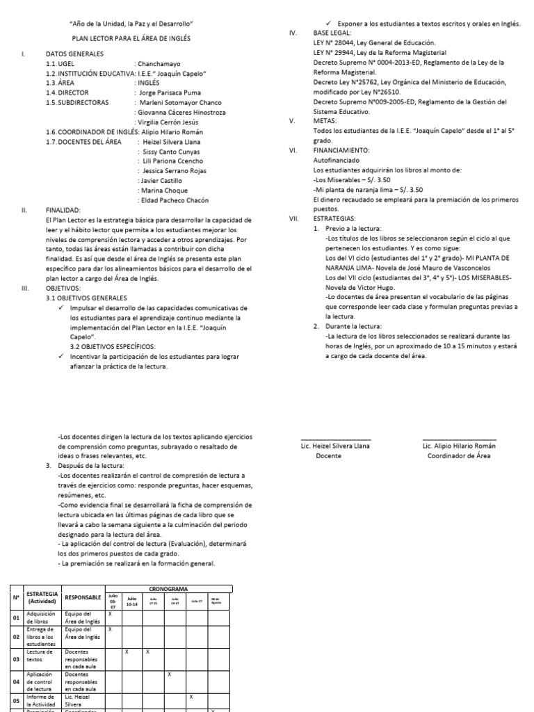 Plan Lector 2023 1 Pdf Comunicación Escrita Escritura