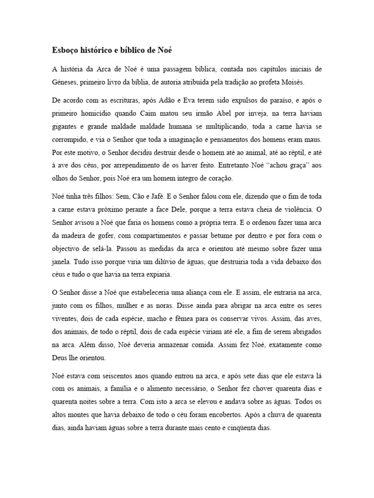 Noé e o Aviso do Dilúvio | PDF | Noé