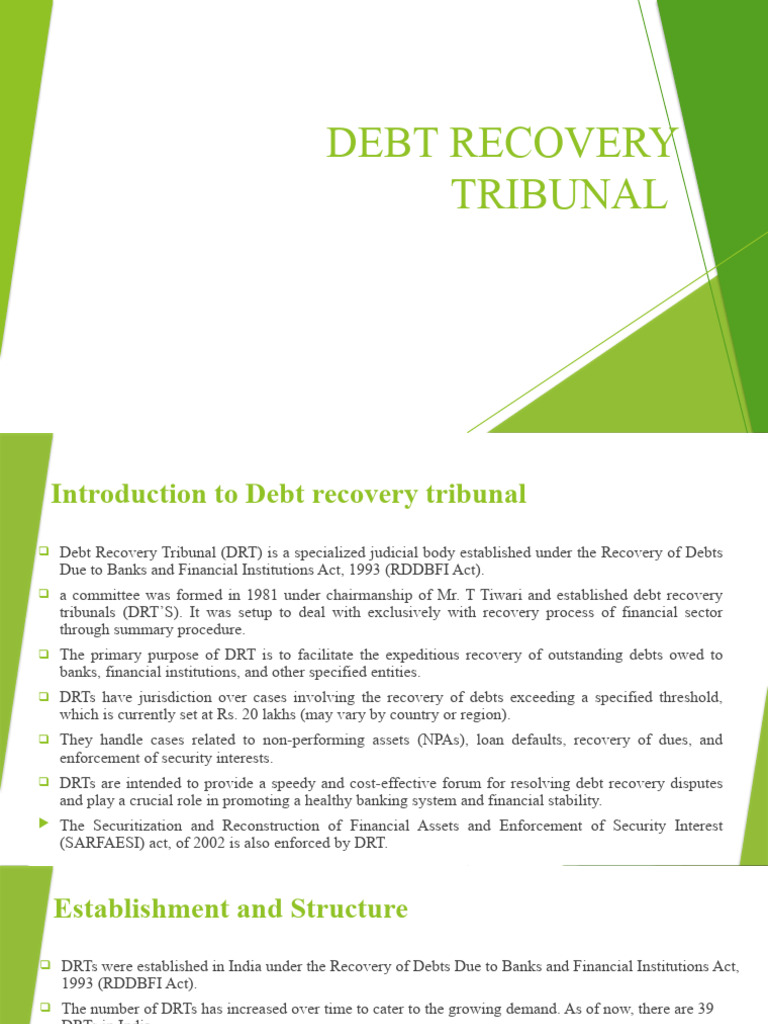 Debt Recovery Tribunal | PDF | Bankruptcy | Appeal
