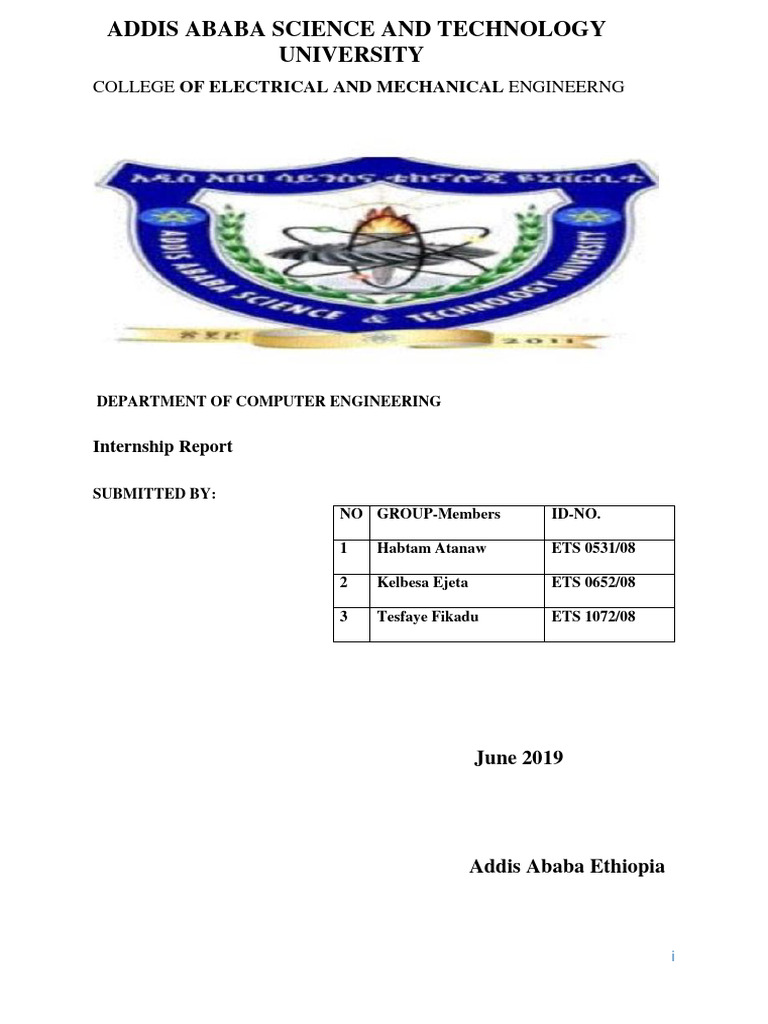 AASTU Computer Engineering Internship Report | PDF | Computer Network ...