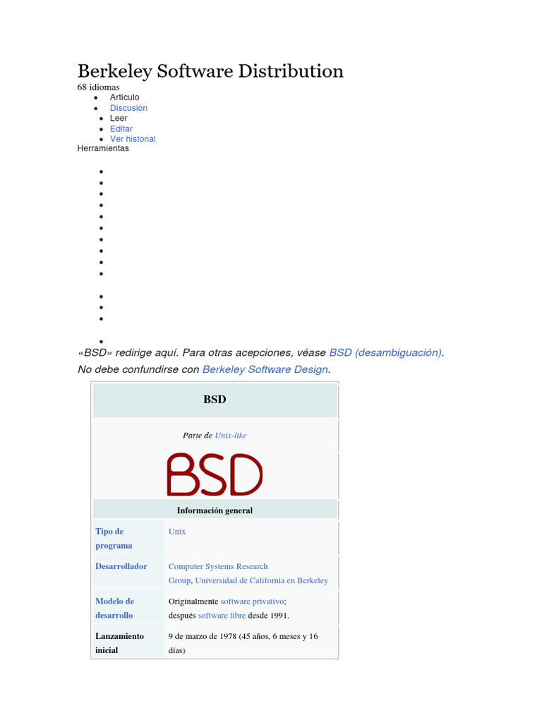 Berkeley Software Distribution | PDF | Distribución de software de ...