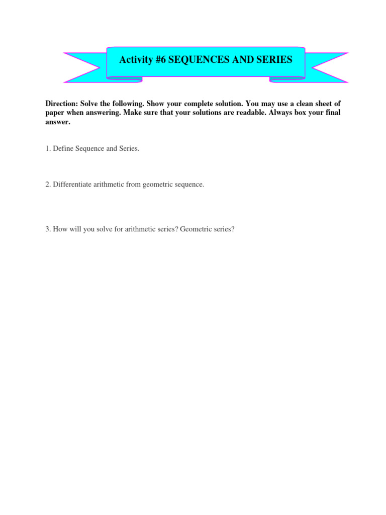 Activity #6 Sequences and Series | PDF