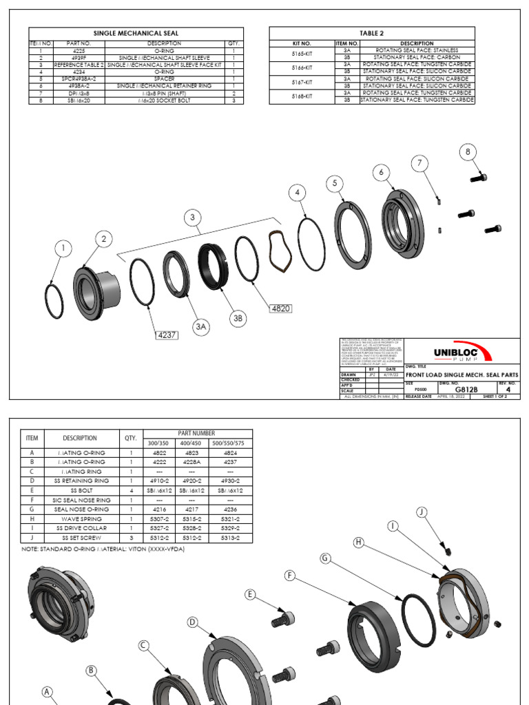 Single Mechanical Seal Assembly Drawing | PDF | Mechanical Engineering ...