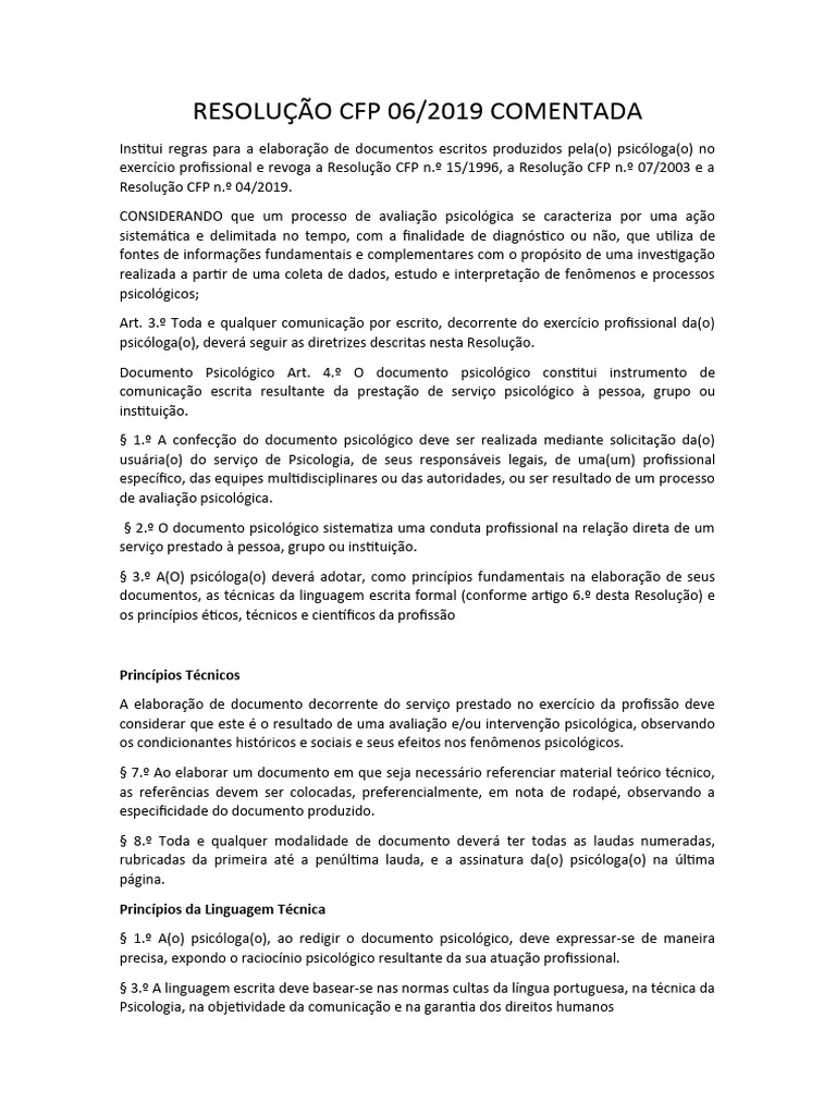 RESOLUÇÃO CFP 06 PDF