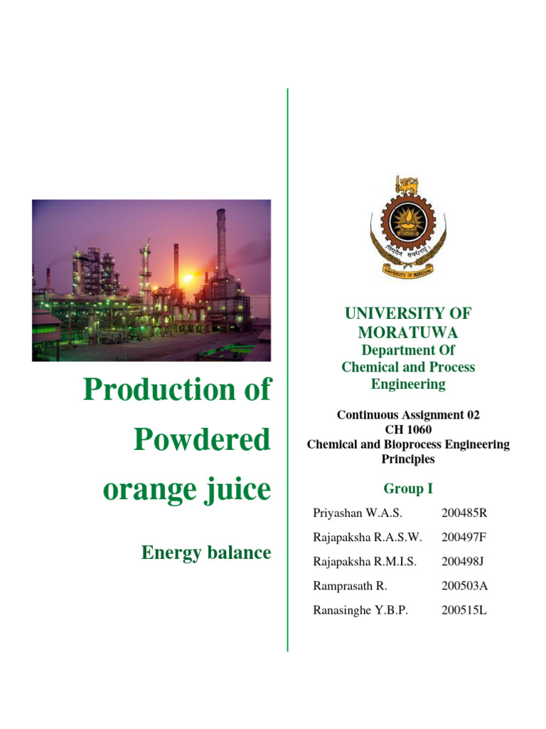 Energy Balance of Powdered Orange Juice PDF