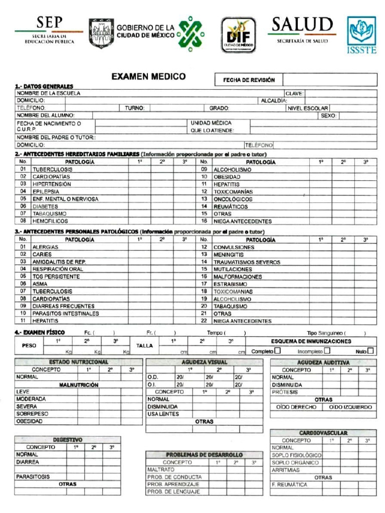 Formato de Certificado Médico Escolar | PDF