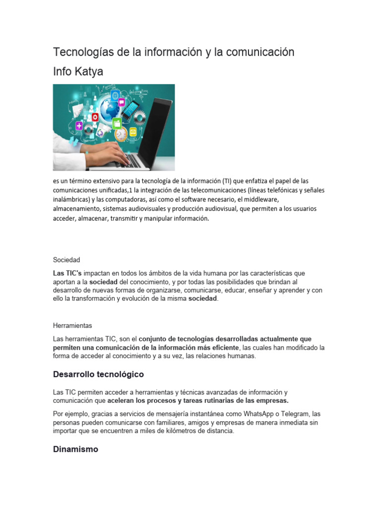 Tecnologías de La Información y La Comunicación | PDF | Tecnología de ...