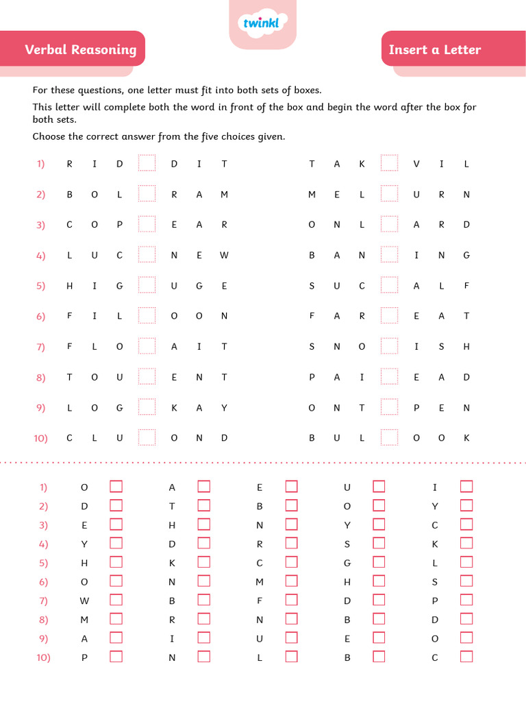 Verbal Reasoning Worksheets for Grade 2 | PDF