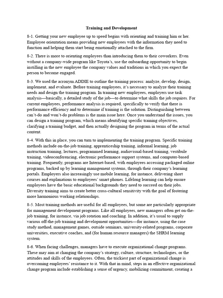 Training and Development PDF