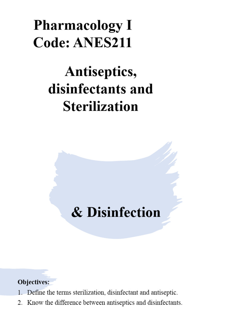 Antiseptics Disinfectants and Sterilization PDF