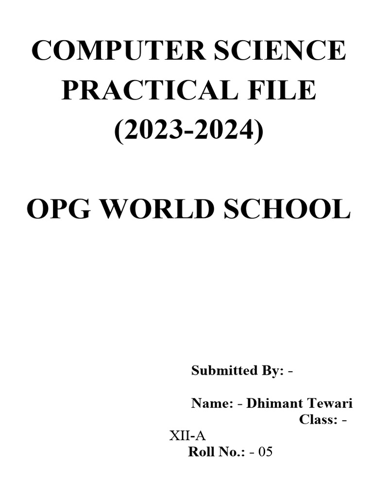 Class Xii CS Practical File | PDF | Parameter (Computer Programming) | Sql