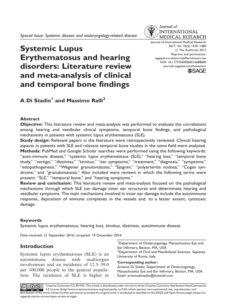 Systemic Lupus Erythematosus and Hearing Disorders Literature Review