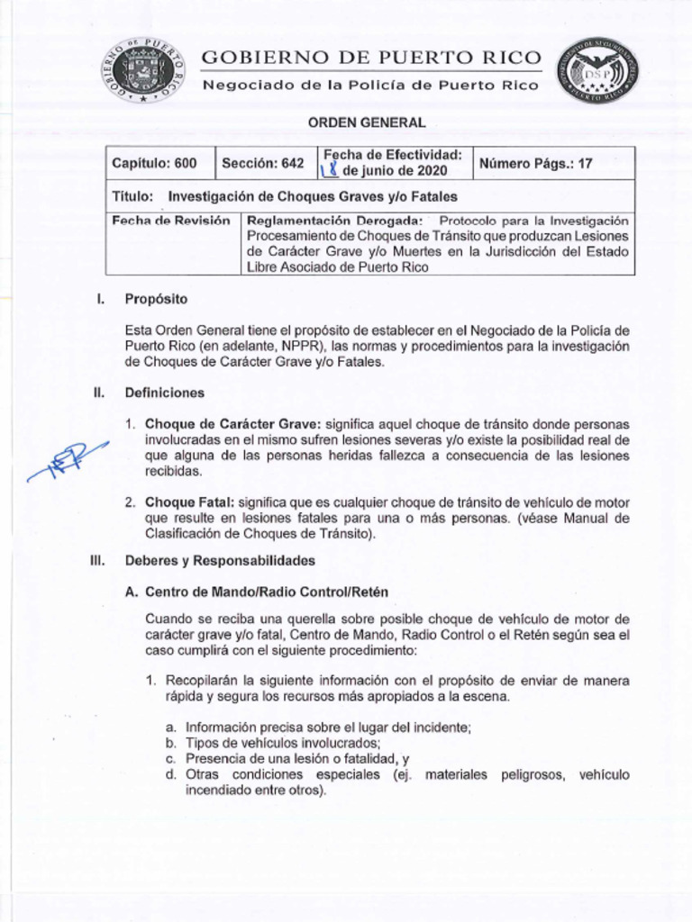 ORDEN GENERAL Cap. 600 Seccion 642 | PDF