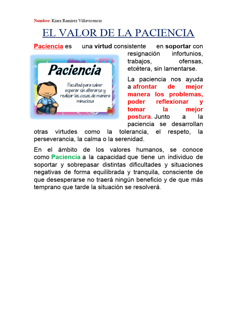 El valor de la paciencia como virtud | PDF