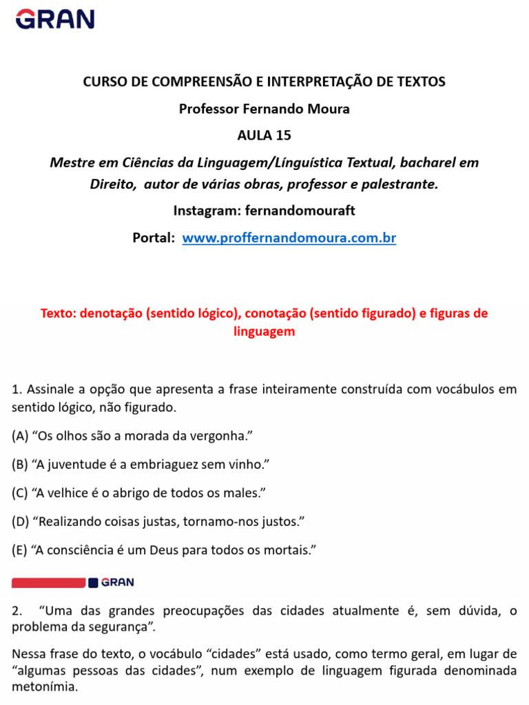 Compreens o e interpreta o de textos texto denota o sentido l gico