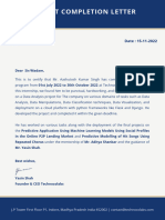 Aashutosh Kumar Singh Project Completion Letter