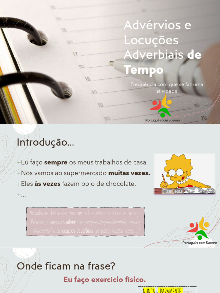 Advérbios e Locuções de Tempo Português | PDF