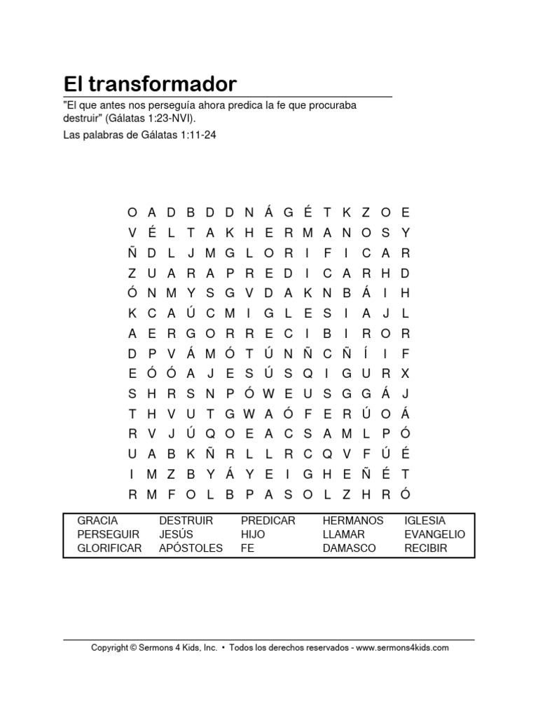 Transformer Esp Wordsearch | PDF