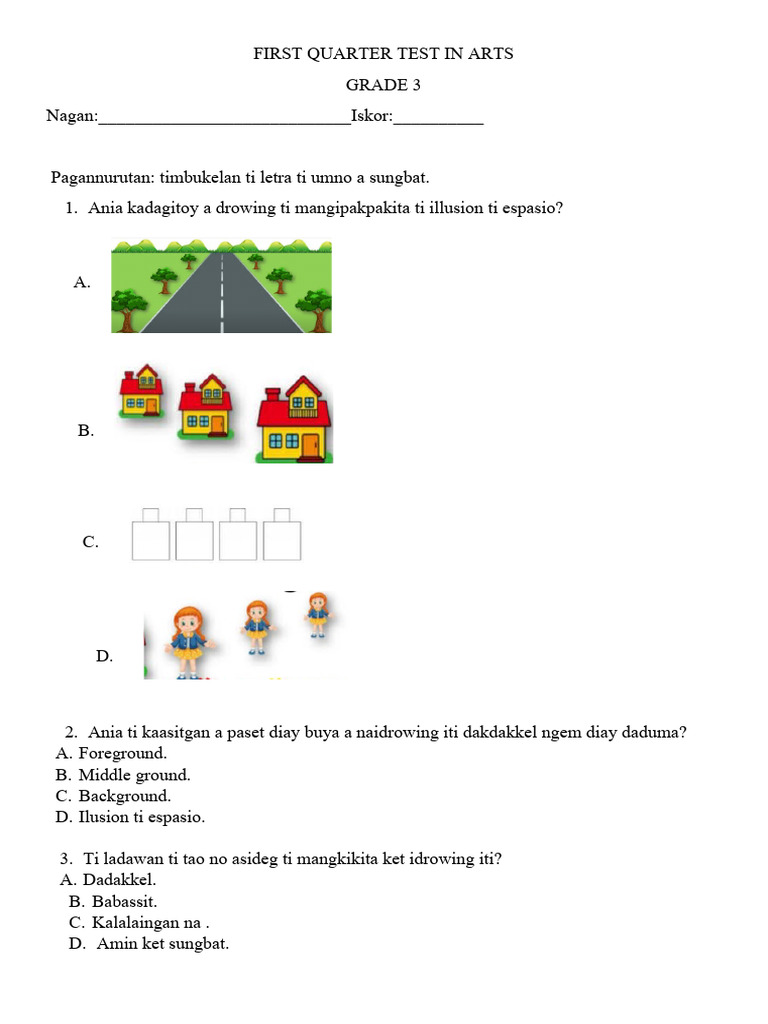 Arts Test Questions PDF