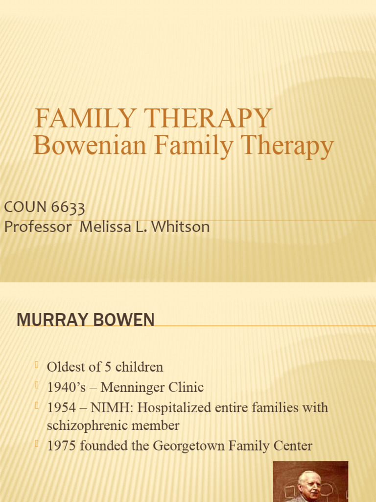 Bowenian Family Therapy Treatment Plan Example