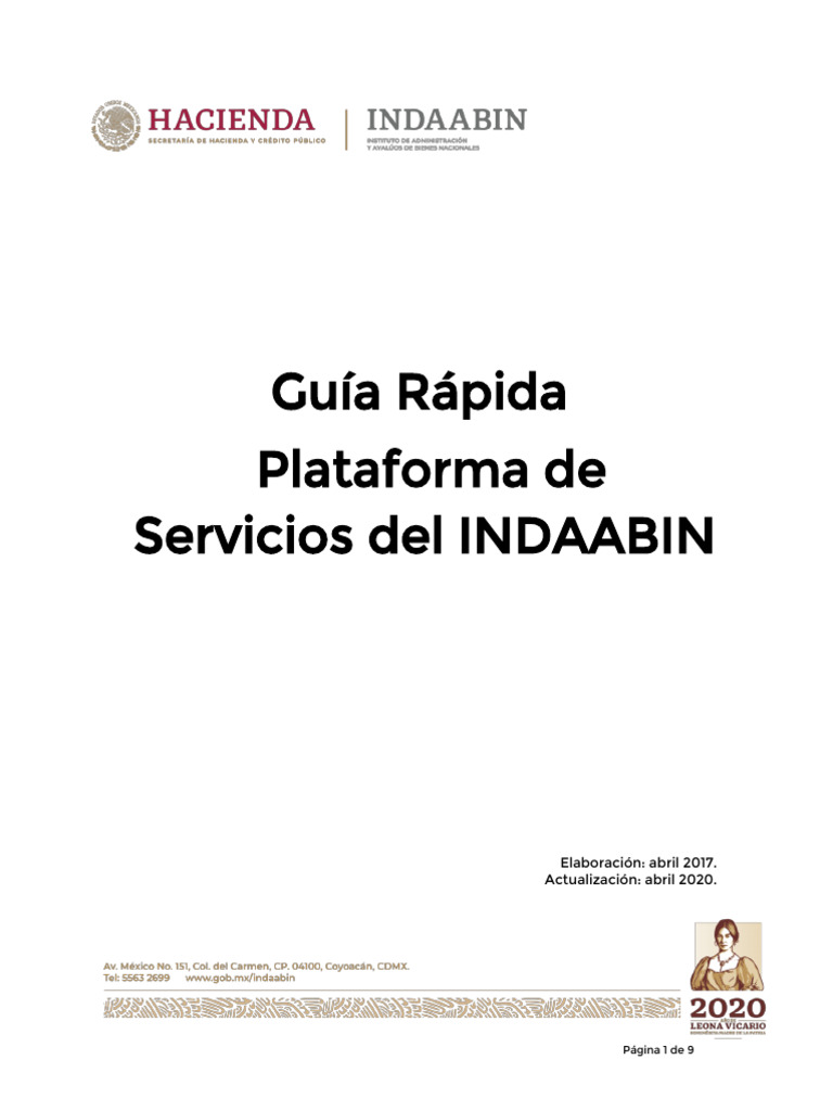 Guia Rapida Plataforma Servicios INDAABIN | PDF | Tecnologías de la ...