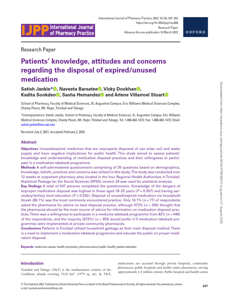 Riac006 Patients' Knowledge, Attitudes and Concerns | PDF