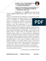 Acta de Compromiso Del Traslado de Los Estudiantes - Unidad Montini 2022