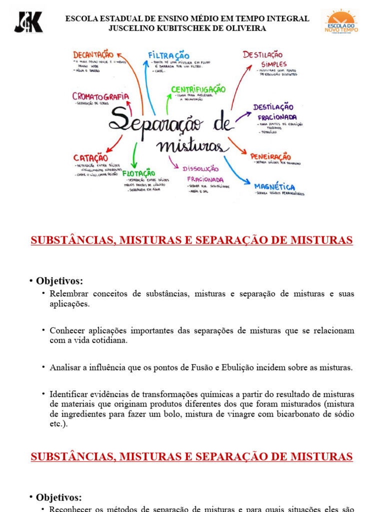 Métodos de Separação de Misturas | PDF | Mistura | Substancias químicas, image size:768x1024