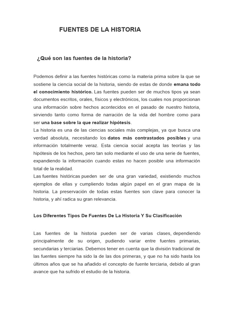 Tipos y Ejemplos de Fuentes Históricas | PDF