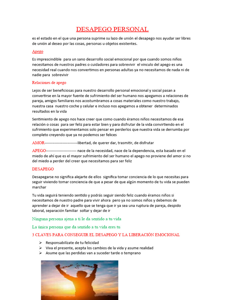 Desapego Personal | PDF | Teoría de apego | Sufrimiento