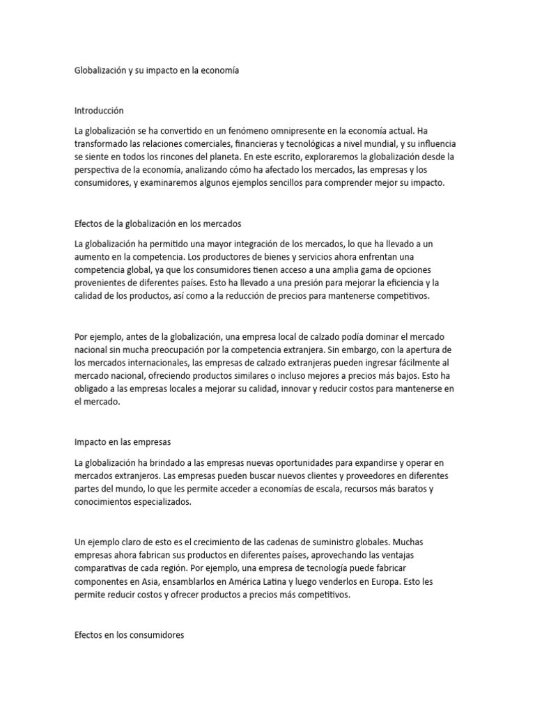 Impacto de la Globalización en la Economía | PDF | Mercado (economía ...