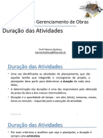 Planejamento - Aula 05 - Duração Das Atividades