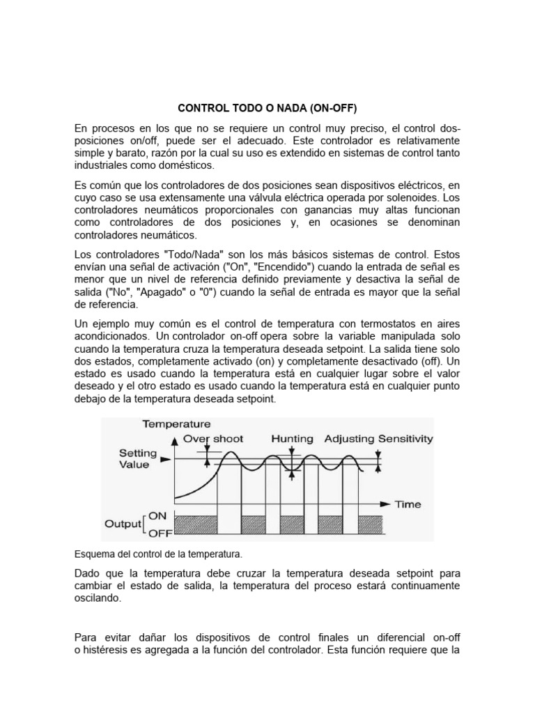 Control On-Off: Ventajas y Desventajas | PDF | Sistema de control ...