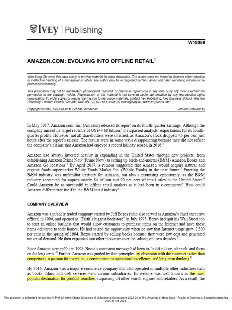 Case 5 - Amazon - Com Evolving Into Offline Retail | PDF | Retail ...