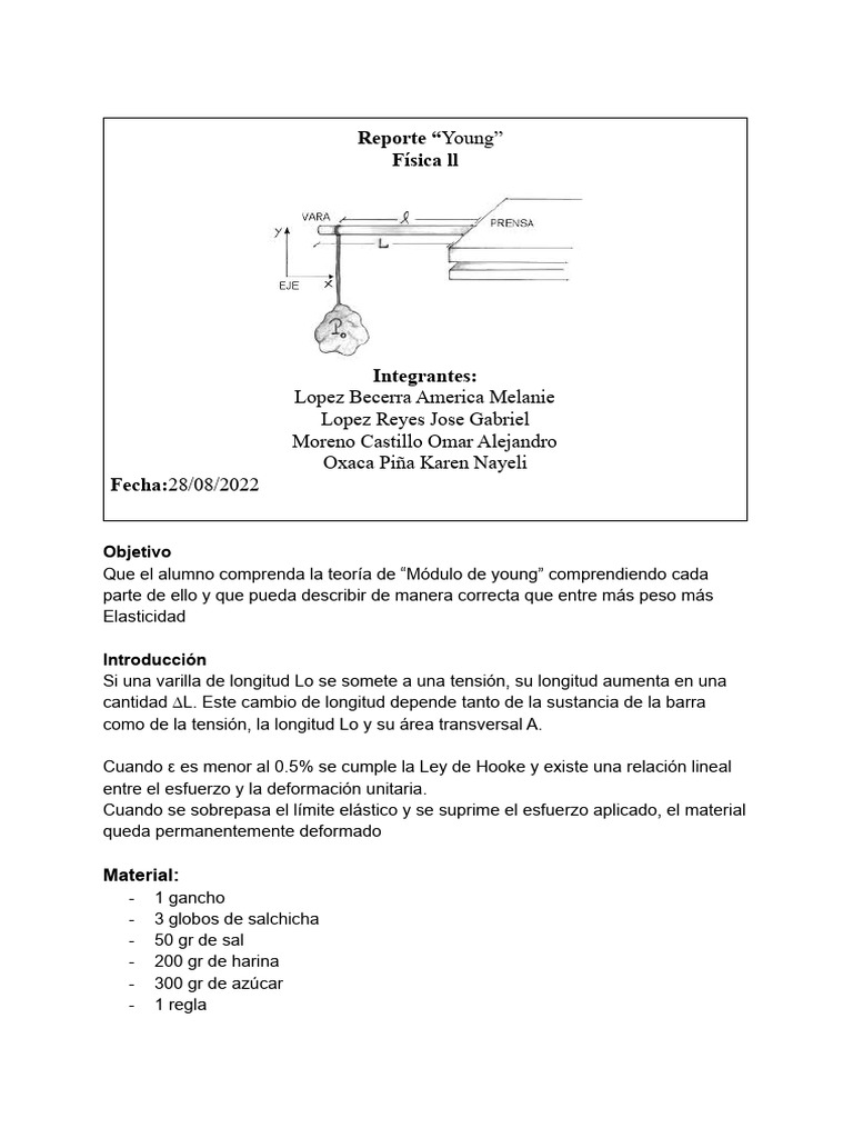 Practica Modulo de Young | PDF | El módulo de Young | Elasticidad (Física)