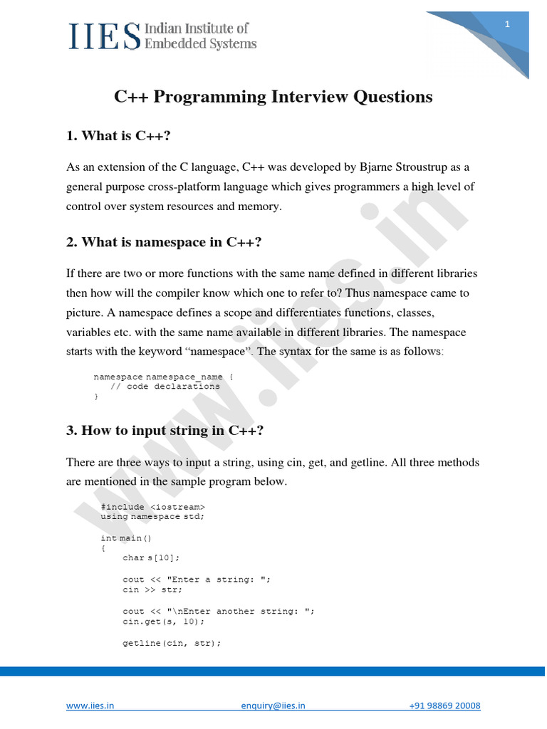 Interview-level-QA-on-C language | PDF | C++ | Pointer (Computer ...