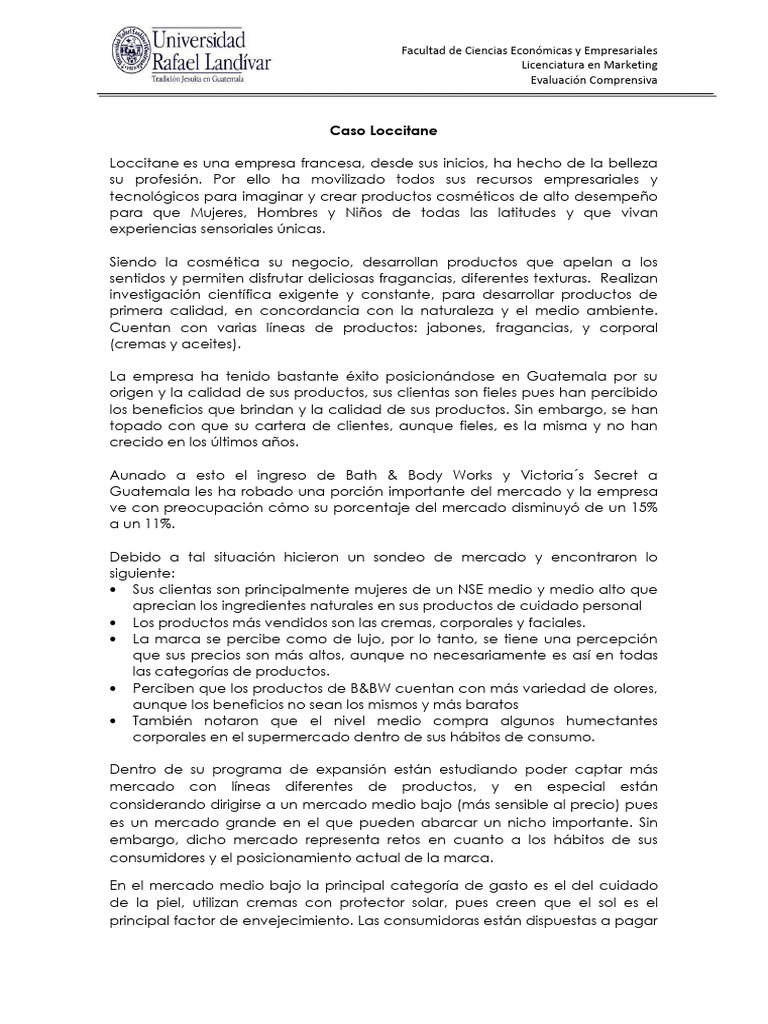 Caso 4 Loccitane | PDF | Marketing | Presupuesto