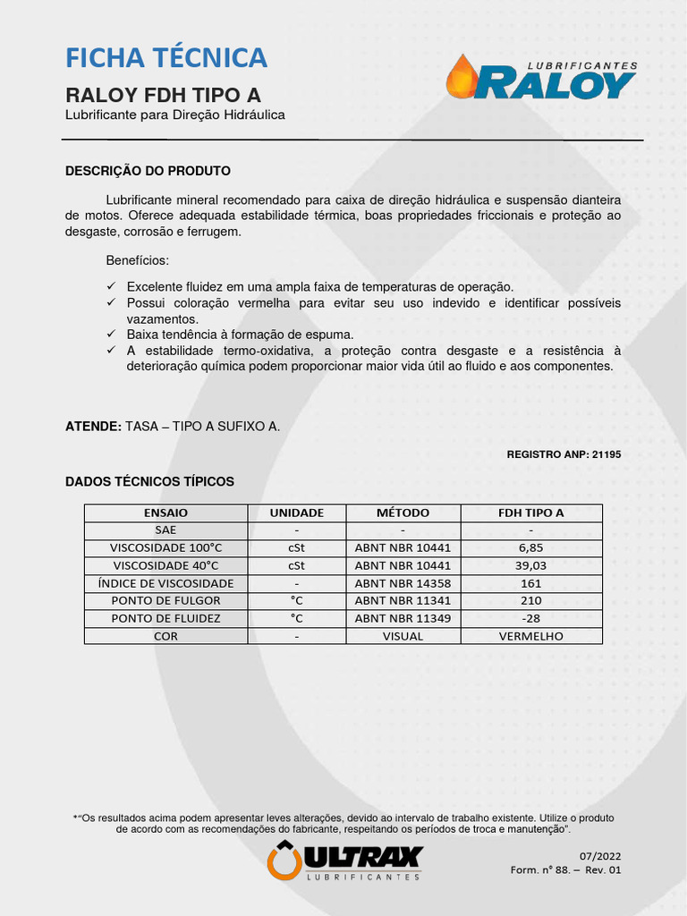 Lubrificante Raloy FDH Tipo A | PDF | Computadores | Tecnologia e ...