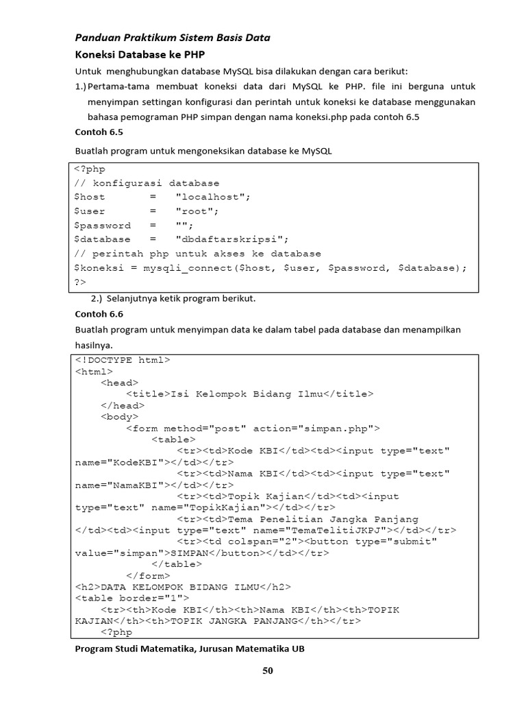 Koneksi MySQL dengan PHP untuk Database | PDF | Seni