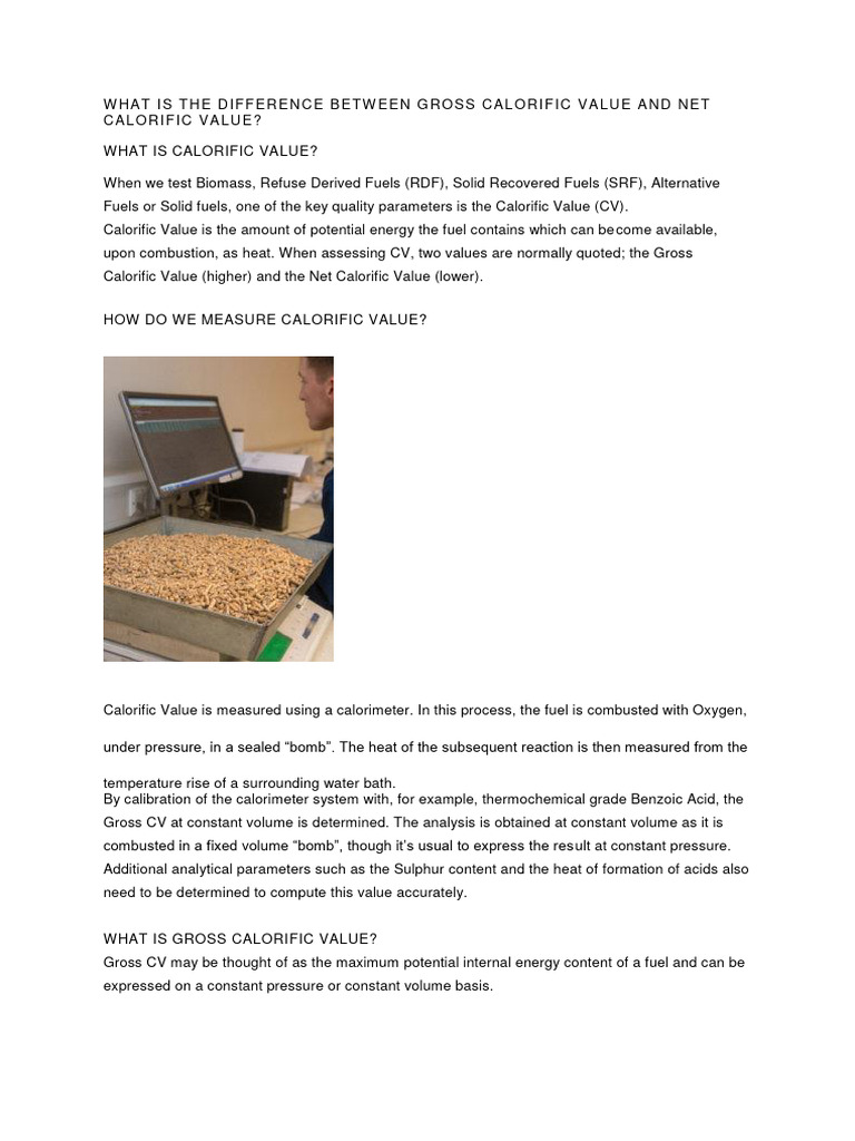Ahk Difference Between Gross Calorific Value and Net Calorific Value PDF