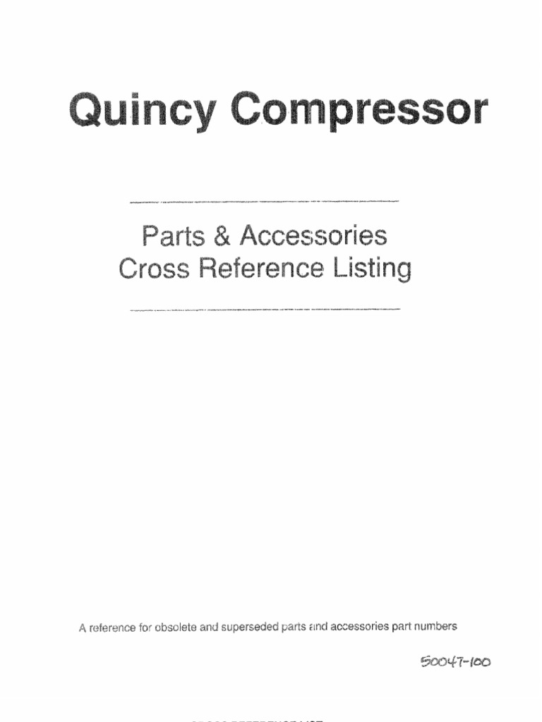 Quincy Air Compressor Cross Reference PDF Piston Cylinder (Engine)