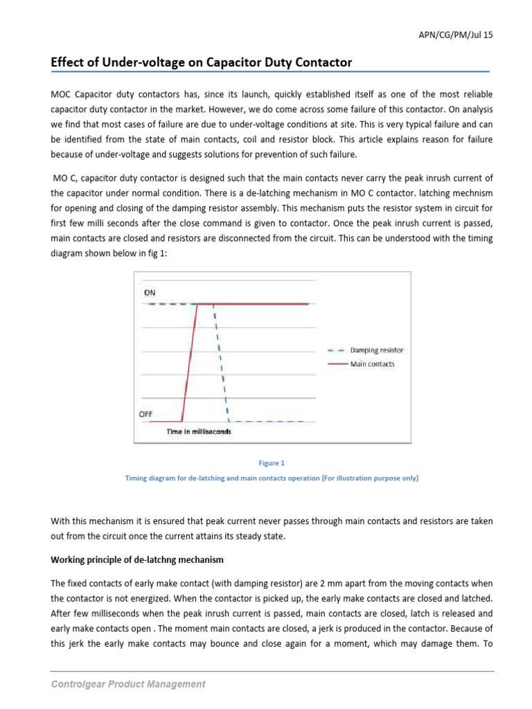 Under-voltage Effects on Capacitor Contactors | PDF | Relay | Inductor