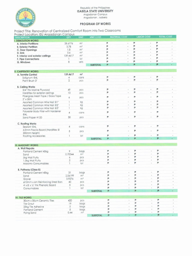 Program of Works | PDF