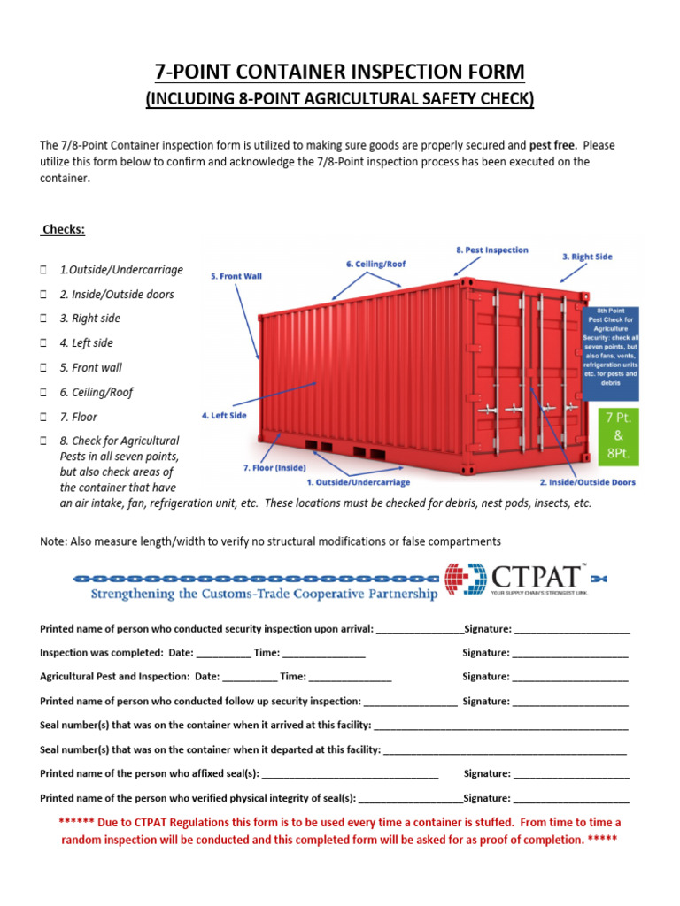 CTPAT Container Inspection Form | PDF | Technology & Engineering